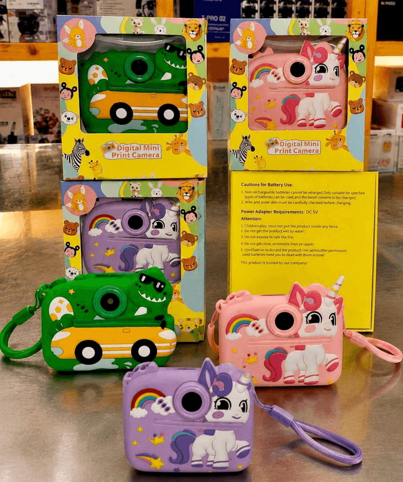Cámara infantil. Con impresora. Unicornio-Dino.