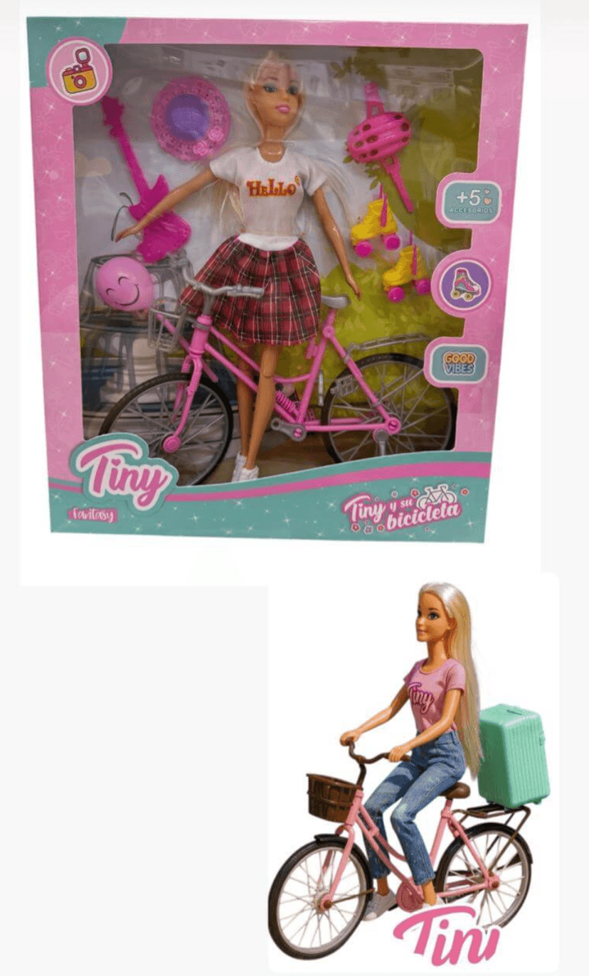 Muñeca Tiny y su bicicleta.