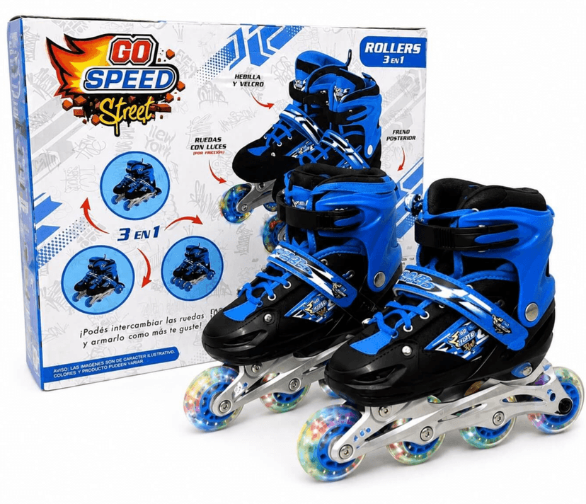 Roller Go Speed. 3en1. Ruedas intercambiables. Luces.