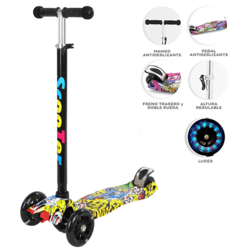 Monopatin Infantil 3 ruedas con luces
